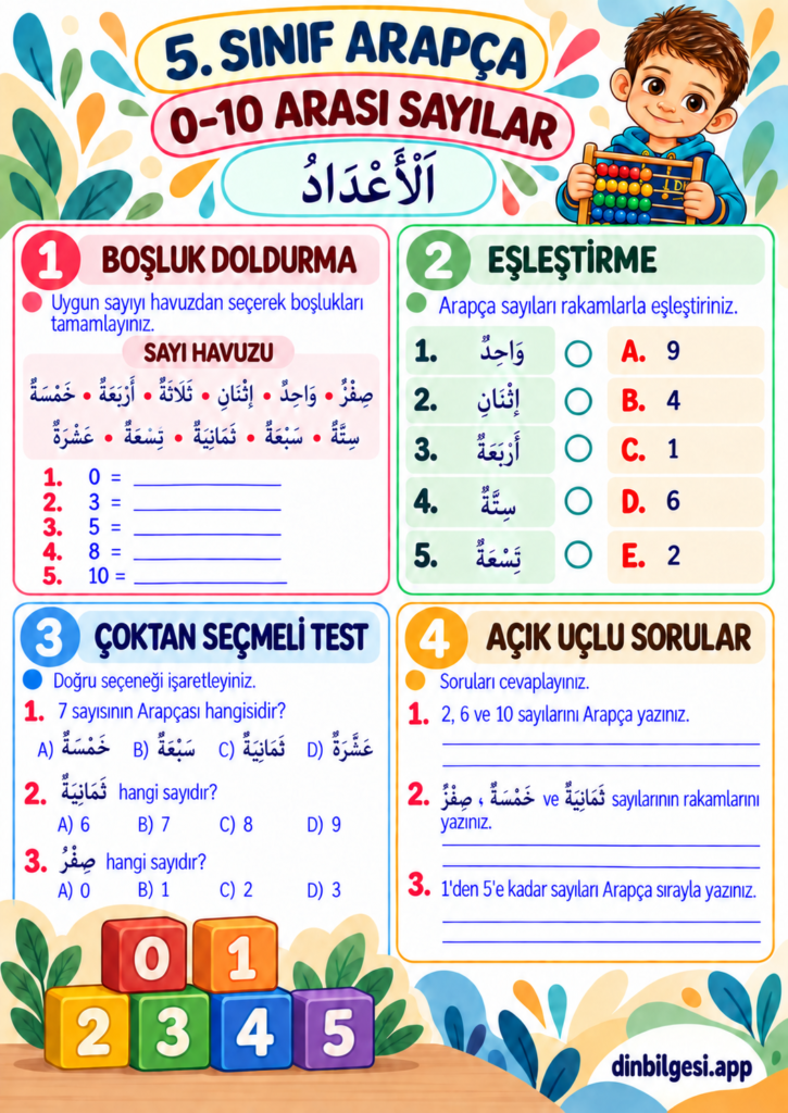 0-10-Arasi-Sayilar-Calisma-Kagidi-5.-Sinif-Arapca