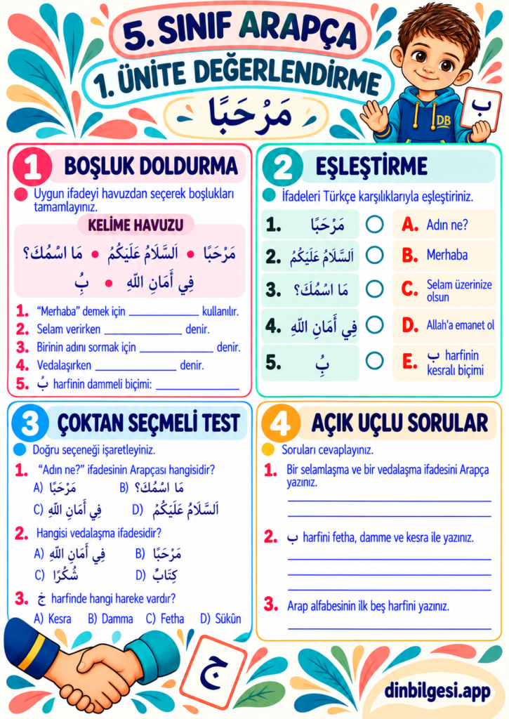 1.-Unite-Degerlendirme-Calisma-Kagidi-5.-Sinif-Arapca