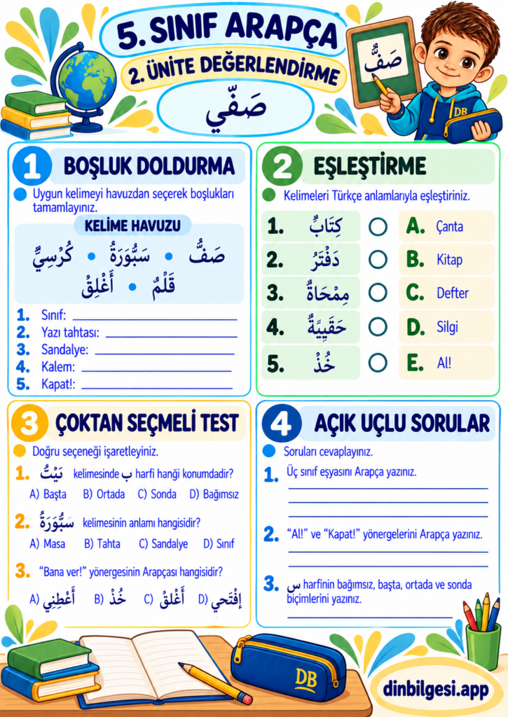 2.-Unite-Degerlendirme-Calisma-Kagidi-5.-Sinif-Arapca