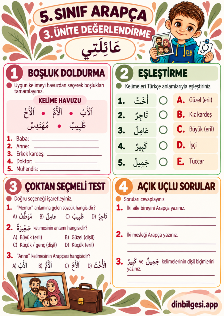 3.-Unite-Degerlendirme-Calisma-Kagidi-5.-Sinif-Arapca