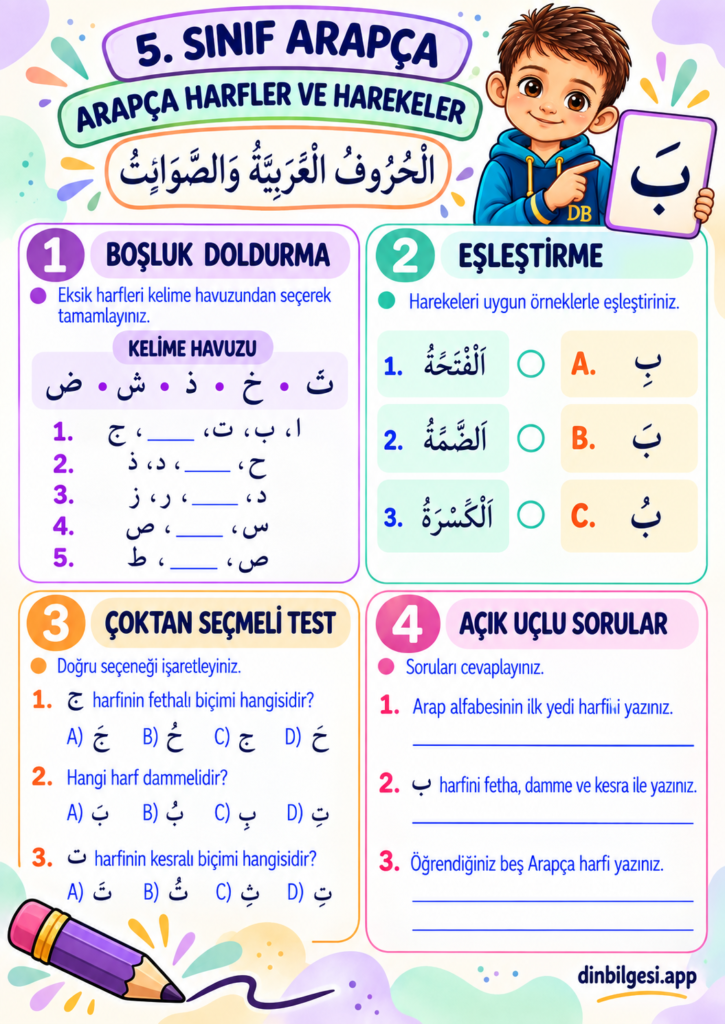 Arapca-Harfler-ve-Harekeler-Calisma-Kagidi-5.-Sinif-Arapca