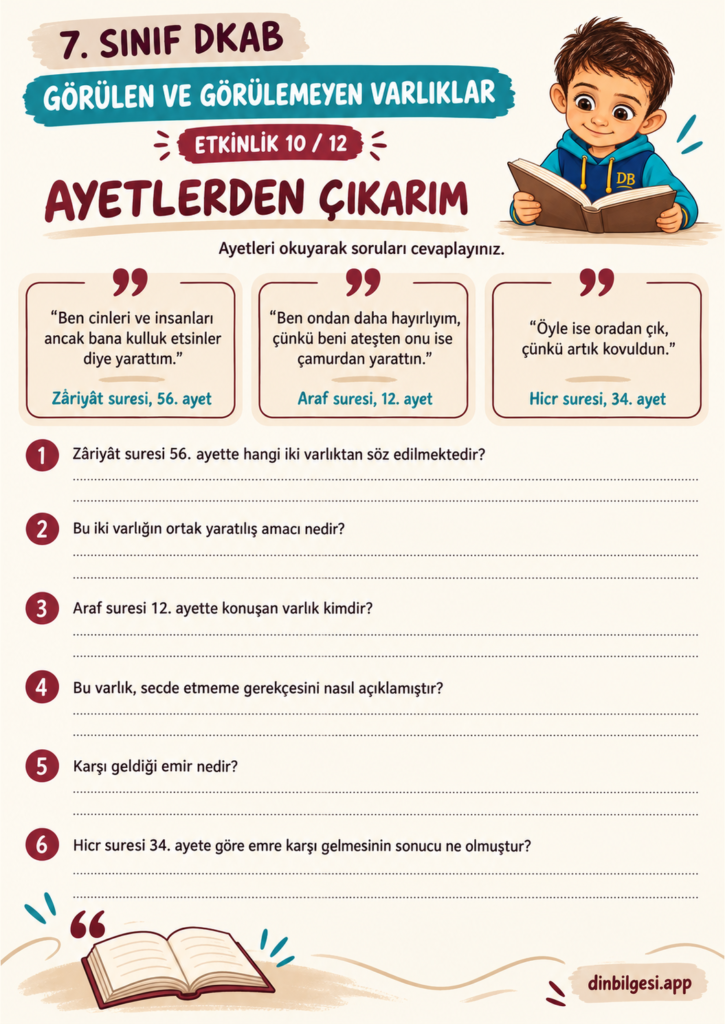 Görülen ve Görülemeyen Varlıklar – Ayetlerden Çıkarım | 7. Sınıf DKAB