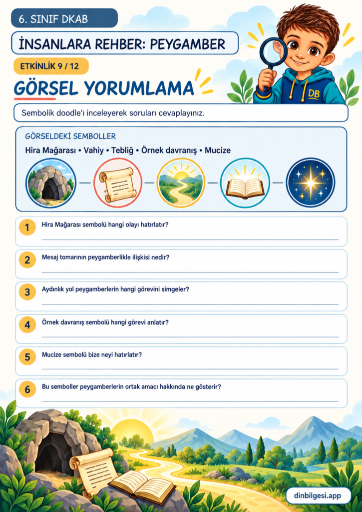 İnsanlara Rehber: Peygamber – Görsel Yorumlama Çalışma Kağıdı – 6. Sınıf DKAB