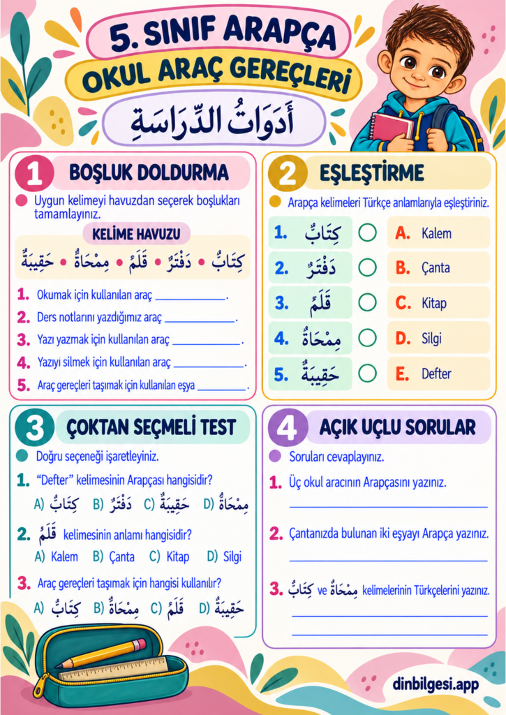 Okul-Arac-Gerecleri-Calisma-Kagidi-5.-Sinif-Arapca