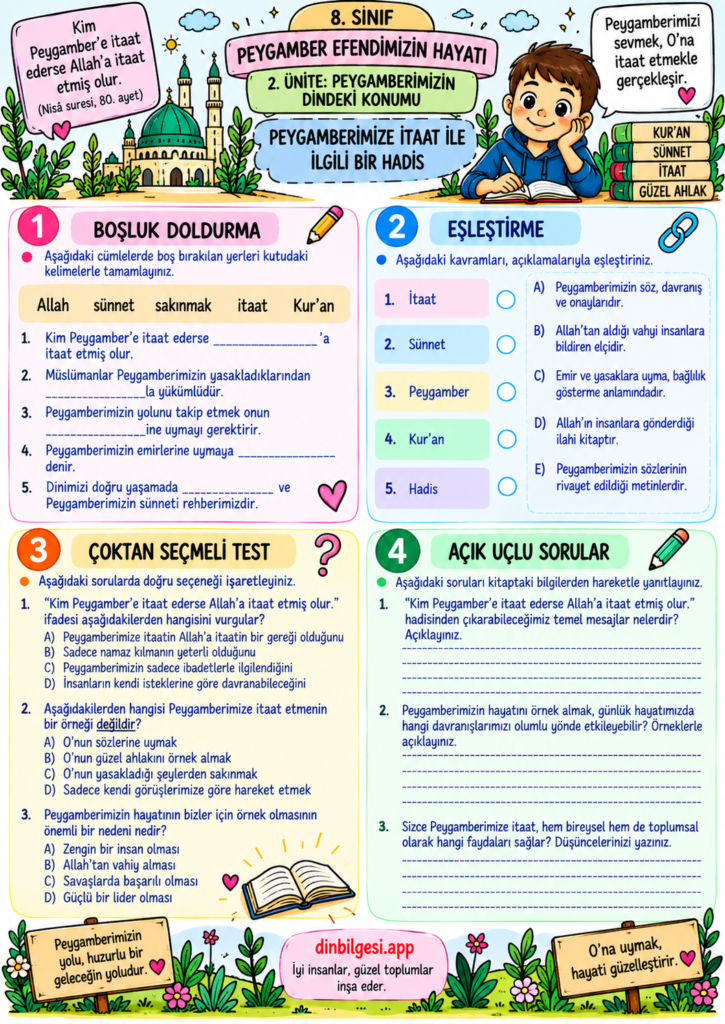 Peygamberimize-Itaat-ile-Ilgili-Bir-Hadis-Calisma-Kagidi